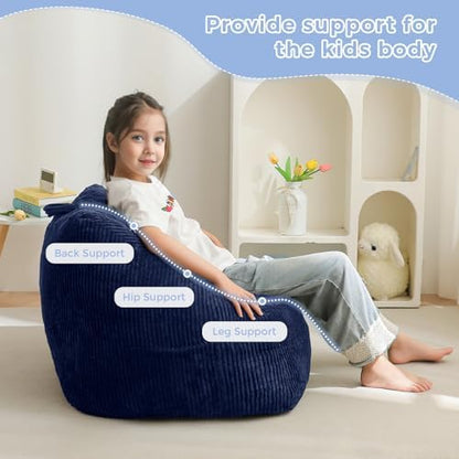 MAXYOYO Kids Bean Bag Chair, Bean Bag Couch with Handle, Comfy Toddler Chair for Boys and Girls, Accent Sofa Chair with Pocket for Gaming Reading Relaxing, Pink