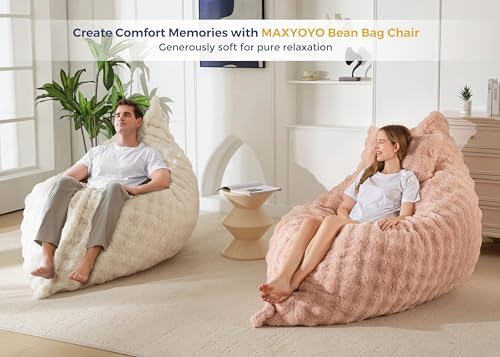 MAXYOYO Giant Bean Bag Chair with Pillow, 3 in 1 Convertible Bean Bag Chair for Adults with Removable Cover, Floor Cushion Stuffed Floor Lounger for Living Room Bedroom, Grey