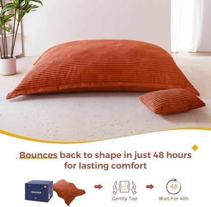 MAXYOYO Giant Bean Bag Chair with Pillow, 3 in 1 Convertible Bean Bag Chair for Adults with Removable Cover, Floor Cushion Stuffed Floor Lounger for Living Room Bedroom, Grey