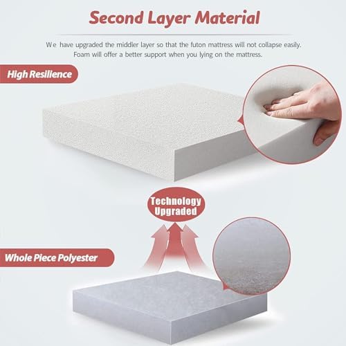 MAXYOYO Japanese Futon Mattress Floor Mattress Sleeping Pad Foldable Bed Roll Up Camping Cushion Floor Lounger Bed Couches and Sofas Couch Topper, Black Floral, Full Size