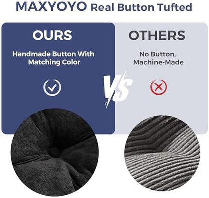 MAXYOYO Bean Bag Chair for Adults, Upholstered Floor Sofa with Armrests, Loveseat Boneless Couch with Tufted Cushion &amp; Backrest, Sofa in A Box, Large Bean Bag Couch for Bedroom Living Room, Black