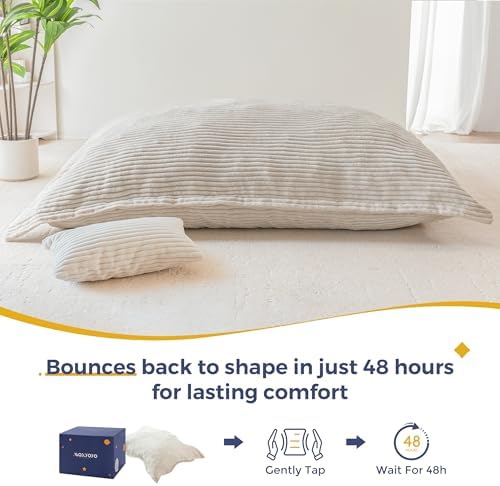MAXYOYO Giant Bean Bag Chair with Pillow, 3 in 1 Convertible Bean Bag Chair for Adults with Removable Cover, Floor Cushion Stuffed Floor Lounger for Living Room Bedroom, Grey