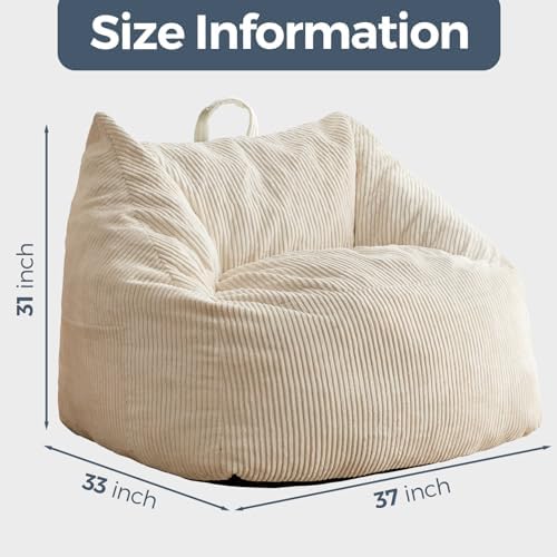 MAXYOYO Bean Bag Chair, Floor Sofa with Handle, Bean Bag Chairs for Adults and Kids, Teens Living Room Bean Bag, Accent Sofa Chair with Pocket for Gaming Reading Relaxing