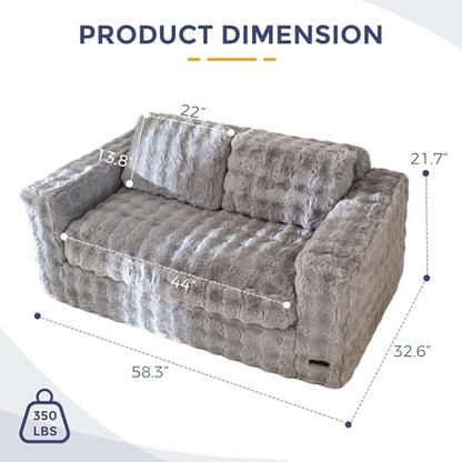MAXYOYO Loveseat Sofa for Living Room, Small Sofa Couch Tufted Boneless Couch, Comfy Bean Bag Chair for Small Space Bedroom Apartment, No Assembly Needed, Beige