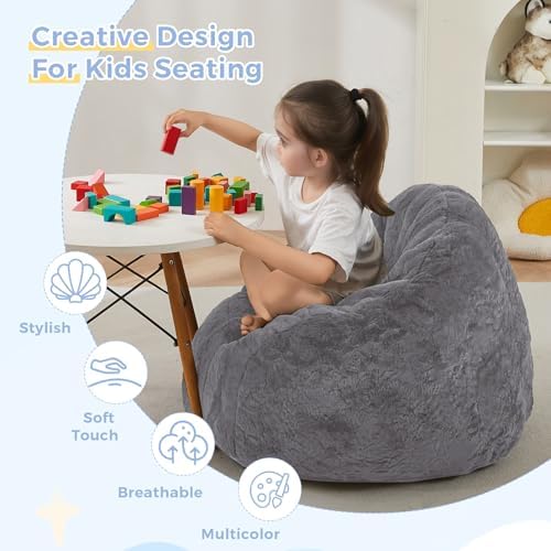 MAXYOYO Bean Bag Chair for Kids, Shell Shaped Bean Bag Couch for Boys and Girls, Toddler Chair Bean Bag Sofa for Playroom, Nursery Room, Pink