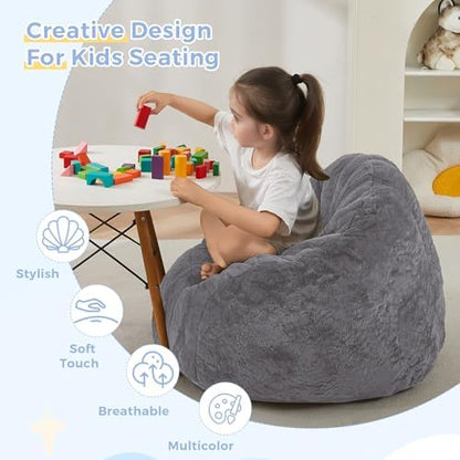 MAXYOYO Bean Bag Chair for Kids, Shell Shaped Bean Bag Couch for Boys and Girls, Toddler Chair Bean Bag Sofa for Playroom, Nursery Room, Pink