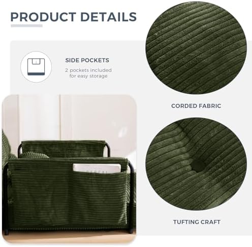 MAXYOYO Adjustable Floor Sofa Couch with Pillow, Multi-Functional Bean Bag Bed, 5-Position Foldable Lazy Sofa Sleeper Bed with Armrest, Versatile Floor Seating for Reading Gaming, Green, Single