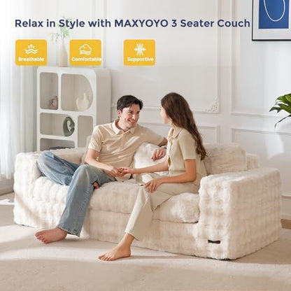 MAXYOYO Bean Bag Chair for Adults, Upholstered Floor Sofa with Armrests, Loveseat Boneless Couch with Tufted Cushion &amp; Backrest, Sofa in A Box, Large Bean Bag Couch for Bedroom Living Room, Black