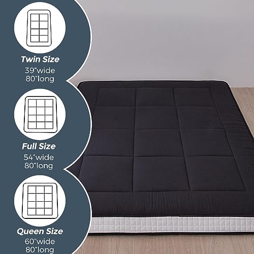MAXYOYO 6" Extra Thick Floor Futon Mattress, Foldable Japanese Floor Mattress for Adults, Roll Up Tatami Pad for Guest Room, Black, Queen