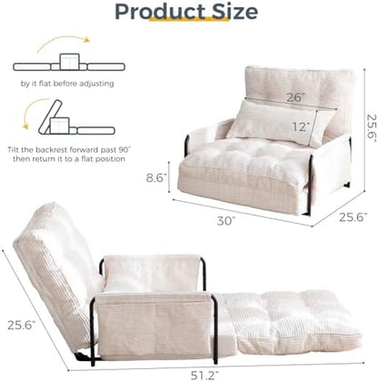 MAXYOYO Adjustable Floor Sofa Couch with Pillow, Multi-Functional Bean Bag Bed, 5-Position Foldable Lazy Sofa Sleeper Bed with Armrest, Versatile Floor Seating for Reading Gaming, Green, Single