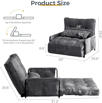 MAXYOYO Adjustable Floor Sofa Couch with Pillow, Multi-Functional Bean Bag Bed, 5-Position Foldable Lazy Sofa Sleeper Bed with Armrest, Versatile Floor Seating for Reading Gaming, Green, Single