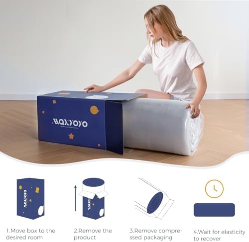 MAXYOYO Black Moon and Star Futon Mattress, Japanese Floor Mattress Quilted Bed Mattress Topper, Extra Thick Folding Sleeping Pad Breathable Floor Lounger Guest Bed for Camping Couch, Twin
