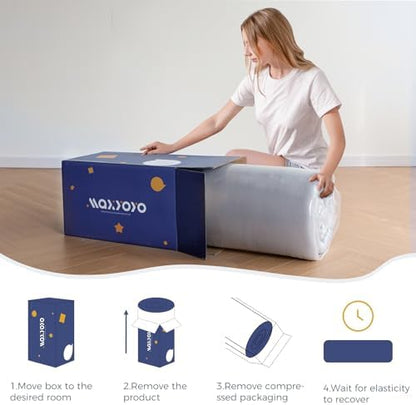 MAXYOYO Black Moon and Star Futon Mattress, Japanese Floor Mattress Quilted Bed Mattress Topper, Extra Thick Folding Sleeping Pad Breathable Floor Lounger Guest Bed for Camping Couch, Twin