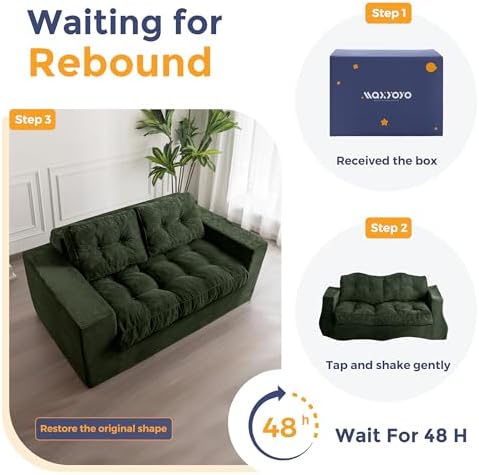 MAXYOYO Bean Bag Chair for Adults, Upholstered Floor Sofa with Armrests, Loveseat Boneless Couch with Tufted Cushion &amp; Backrest, Sofa in A Box, Large Bean Bag Couch for Bedroom Living Room, Black