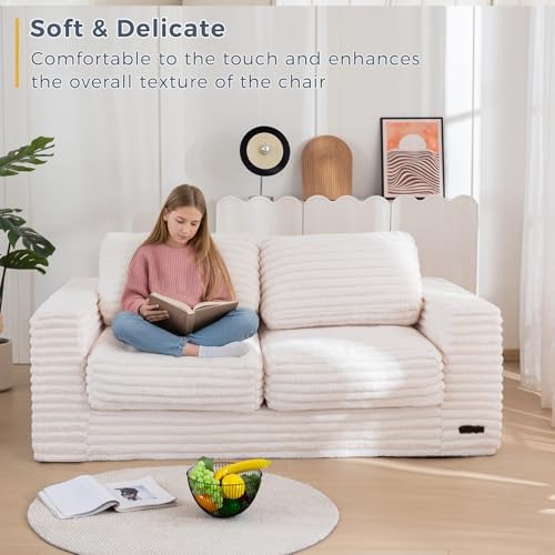 MAXYOYO Giant Bean Bag Chair for Adults, Upholstered Loveseat Floor Sofa with Pillows and Armrests, Large Bean Bag Sofa Plush Chair Bean Bag Couch for Bedroom Living Room, Grey