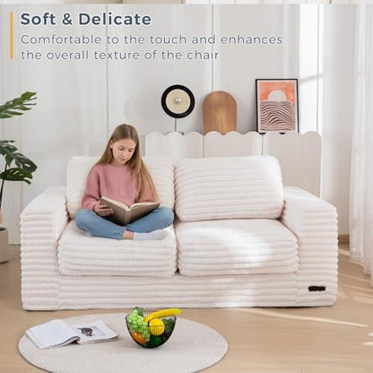 MAXYOYO Giant Bean Bag Chair for Adults, Upholstered Loveseat Floor Sofa with Pillows and Armrests, Large Bean Bag Sofa Plush Chair Bean Bag Couch for Bedroom Living Room, Grey