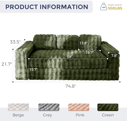 MAXYOYO Bean Bag Chair for Adults, Upholstered Floor Sofa with Armrests, Loveseat Boneless Couch with Tufted Cushion &amp; Backrest, Sofa in A Box, Large Bean Bag Couch for Bedroom Living Room, Black