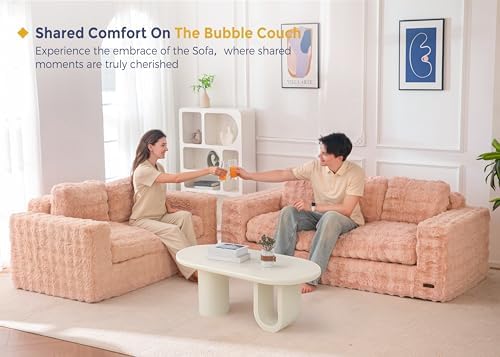 MAXYOYO Loveseat Sofa for Living Room, Small Sofa Couch Tufted Boneless Couch, Comfy Bean Bag Chair for Small Space Bedroom Apartment, No Assembly Needed, Beige