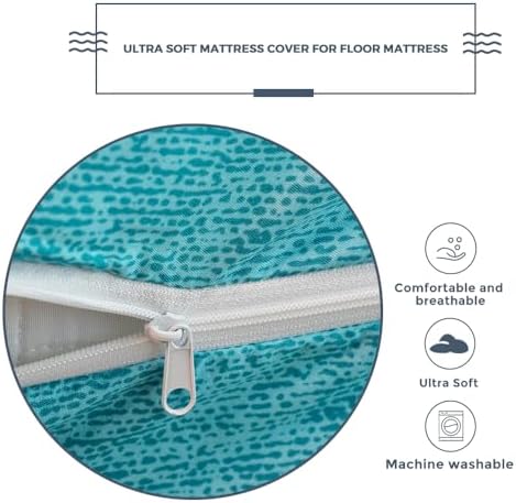 MAXYOYO Mattress Cover for Traditional Japanese Futon Mattress, Futon Floor Mats Cover with Zipper, Super Soft and Machine Washable, Navy Floral, Twin