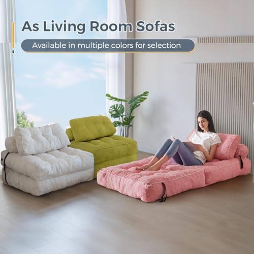 MAXYOYO Folding Sofa Bed, Convertible Sleeper Chair with Pillow Foldable Mattress with Back Support, Portable Fold Out Chair Bed Comfy Floor Sofa Lounge for Living Room Bedroom, Dark Grey, Single