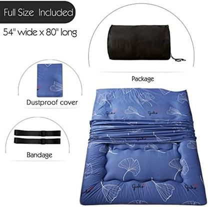 MAXYOYO Japanese Futon Mattress Floor Mattress Sleeping Pad Foldable Bed Roll Up Camping Cushion Floor Lounger Bed Couches and Sofas Couch Topper, Black Floral, Full Size