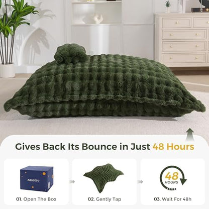 MAXYOYO Giant Bean Bag Chair with Pillow, 3 in 1 Convertible Bean Bag Chair for Adults with Removable Cover, Floor Cushion Stuffed Floor Lounger for Living Room Bedroom, Grey