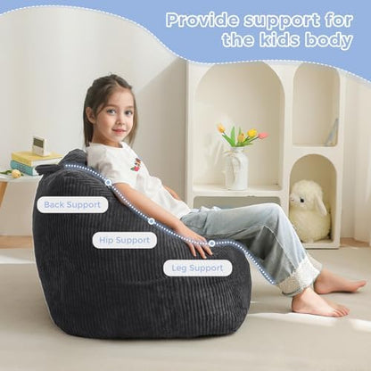 MAXYOYO Kids Bean Bag Chair, Bean Bag Couch with Handle, Comfy Toddler Chair for Boys and Girls, Accent Sofa Chair with Pocket for Gaming Reading Relaxing, Pink