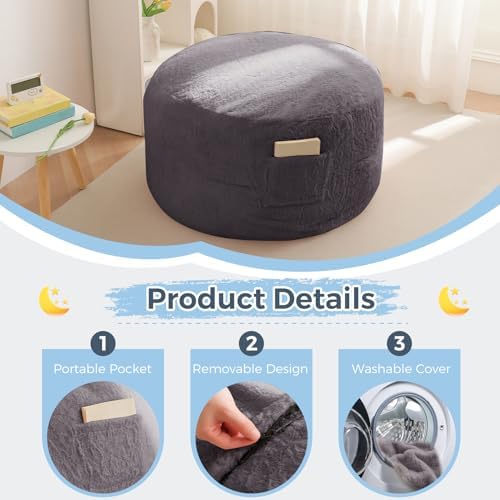 MAXYOYO Bean Bag Chair Bed for Kids, Convertible Bean Bag Folds from Lazy Chair to Floor Mattress Bed, Stuffed Floor Sofa Couch Sofa Bed for Boys and Girls, High-Density Foam Filling, Pink
