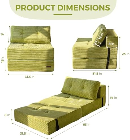 MAXYOYO Folding Sofa Bed, Convertible Sofa Bed with High-Density Support Foam, Portable 4 in 1 Fold Out Chair to Floor Lounger, Versatile Floor Couch for Living Room Bedroom, Dark Grey