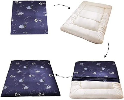 MAXYOYO Mattress Cover for Traditional Japanese Futon Mattress, Futon Floor Mats Cover with Zipper, Super Soft and Machine Washable, Navy Floral, Twin