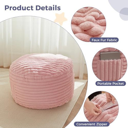 MAXYOYO Bean Bag Chair Bed for Kids, Convertible Bean Bag Folds from Lazy Chair to Floor Mattress Bed, Stuffed Floor Sofa Couch Sofa Bed for Boys and Girls, High-Density Foam Filling, Pink