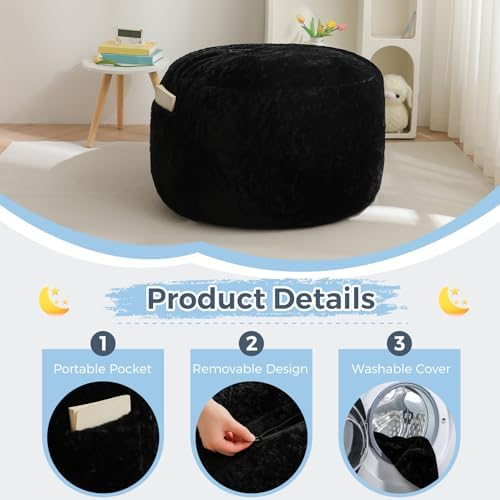 MAXYOYO Bean Bag Chair Bed for Kids, Convertible Bean Bag Folds from Lazy Chair to Floor Mattress Bed, Stuffed Floor Sofa Couch Sofa Bed for Boys and Girls, High-Density Foam Filling, Pink