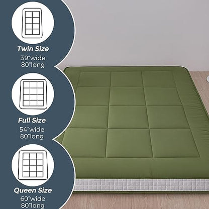 MAXYOYO 6" Extra Thick Floor Futon Mattress, Foldable Japanese Floor Mattress for Adults, Roll Up Tatami Pad for Guest Room, Black, Queen