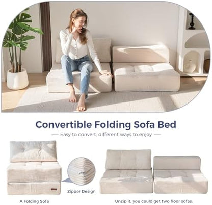 MAXYOYO Folding Sofa Bed, Convertible Sofa Bed with High-Density Support Foam, Portable 4 in 1 Fold Out Chair to Floor Lounger, Versatile Floor Couch for Living Room Bedroom, Dark Grey