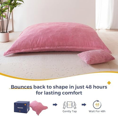 MAXYOYO Giant Bean Bag Chair with Pillow, 3 in 1 Convertible Bean Bag Chair for Adults with Removable Cover, Floor Cushion Stuffed Floor Lounger for Living Room Bedroom, Grey