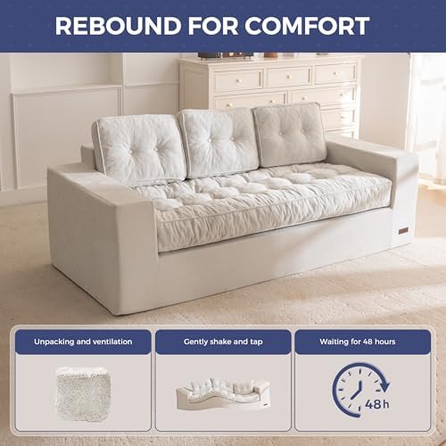 MAXYOYO Bean Bag Chair for Adults, Upholstered Floor Sofa with Armrests, Loveseat Boneless Couch with Tufted Cushion &amp; Backrest, Sofa in A Box, Large Bean Bag Couch for Bedroom Living Room, Black