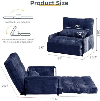MAXYOYO Adjustable Floor Sofa Couch with Pillow, Multi-Functional Bean Bag Bed, 5-Position Foldable Lazy Sofa Sleeper Bed with Armrest, Versatile Floor Seating for Reading Gaming, Green, Single