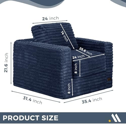 MAXYOYO Giant Bean Bag Chair for Adults, Upholstered Loveseat Floor Sofa with Pillows and Armrests, Large Bean Bag Sofa Plush Chair Bean Bag Couch for Bedroom Living Room, Grey