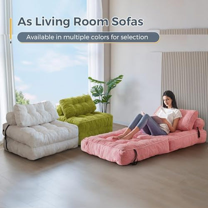 MAXYOYO Folding Sofa Bed, Convertible Sleeper Chair with Pillow Foldable Mattress with Back Support, Portable Fold Out Chair Bed Comfy Floor Sofa Lounge for Living Room Bedroom, Dark Grey, Single