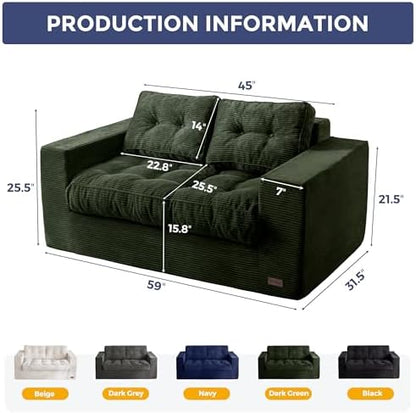 MAXYOYO Bean Bag Chair for Adults, Upholstered Floor Sofa with Armrests, Loveseat Boneless Couch with Tufted Cushion &amp; Backrest, Sofa in A Box, Large Bean Bag Couch for Bedroom Living Room, Black