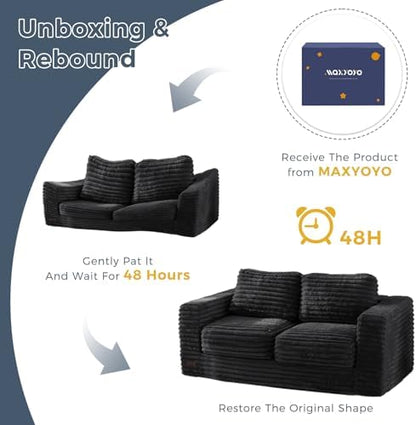 MAXYOYO Giant Bean Bag Chair for Adults, Upholstered Loveseat Floor Sofa with Pillows and Armrests, Large Bean Bag Sofa Plush Chair Bean Bag Couch for Bedroom Living Room, Grey