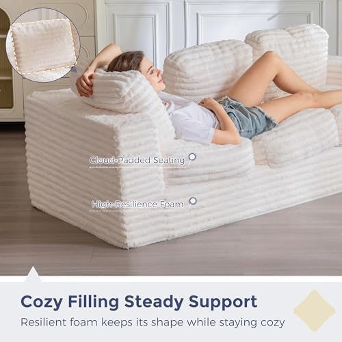 MAXYOYO Giant Bean Bag Chair for Adults, Upholstered Loveseat Floor Sofa with Pillows and Armrests, Large Bean Bag Sofa Plush Chair Bean Bag Couch for Bedroom Living Room, Grey