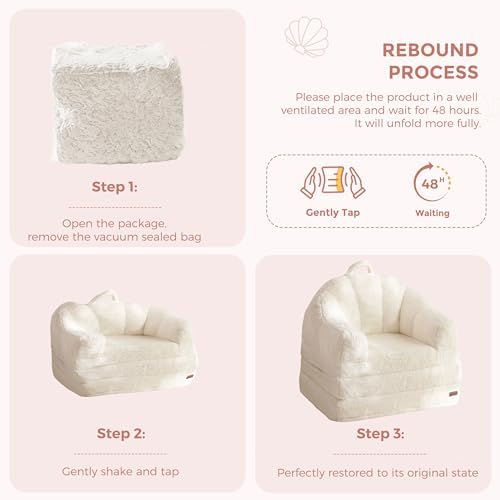 MAXYOYO Folding Sofa Bed, 2 in 1 Convertible Sofa to Lounger Comfy Single Bean Bag Chair for Adults, Floor Sleeper Couch with Handle, Faux Fur Couch Bed for Living Room Bedroom, Pink