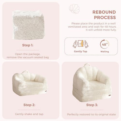 MAXYOYO Folding Sofa Bed, 2 in 1 Convertible Sofa to Lounger Comfy Single Bean Bag Chair for Adults, Floor Sleeper Couch with Handle, Faux Fur Couch Bed for Living Room Bedroom, Pink