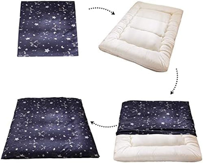 MAXYOYO Mattress Cover for Traditional Japanese Futon Mattress, Futon Floor Mats Cover with Zipper, Super Soft and Machine Washable, Navy Floral, Twin