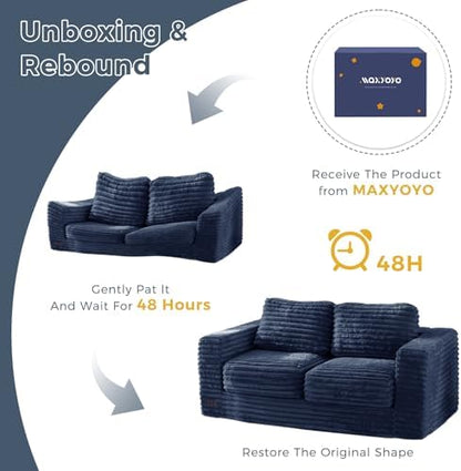 MAXYOYO Giant Bean Bag Chair for Adults, Upholstered Loveseat Floor Sofa with Pillows and Armrests, Large Bean Bag Sofa Plush Chair Bean Bag Couch for Bedroom Living Room, Grey
