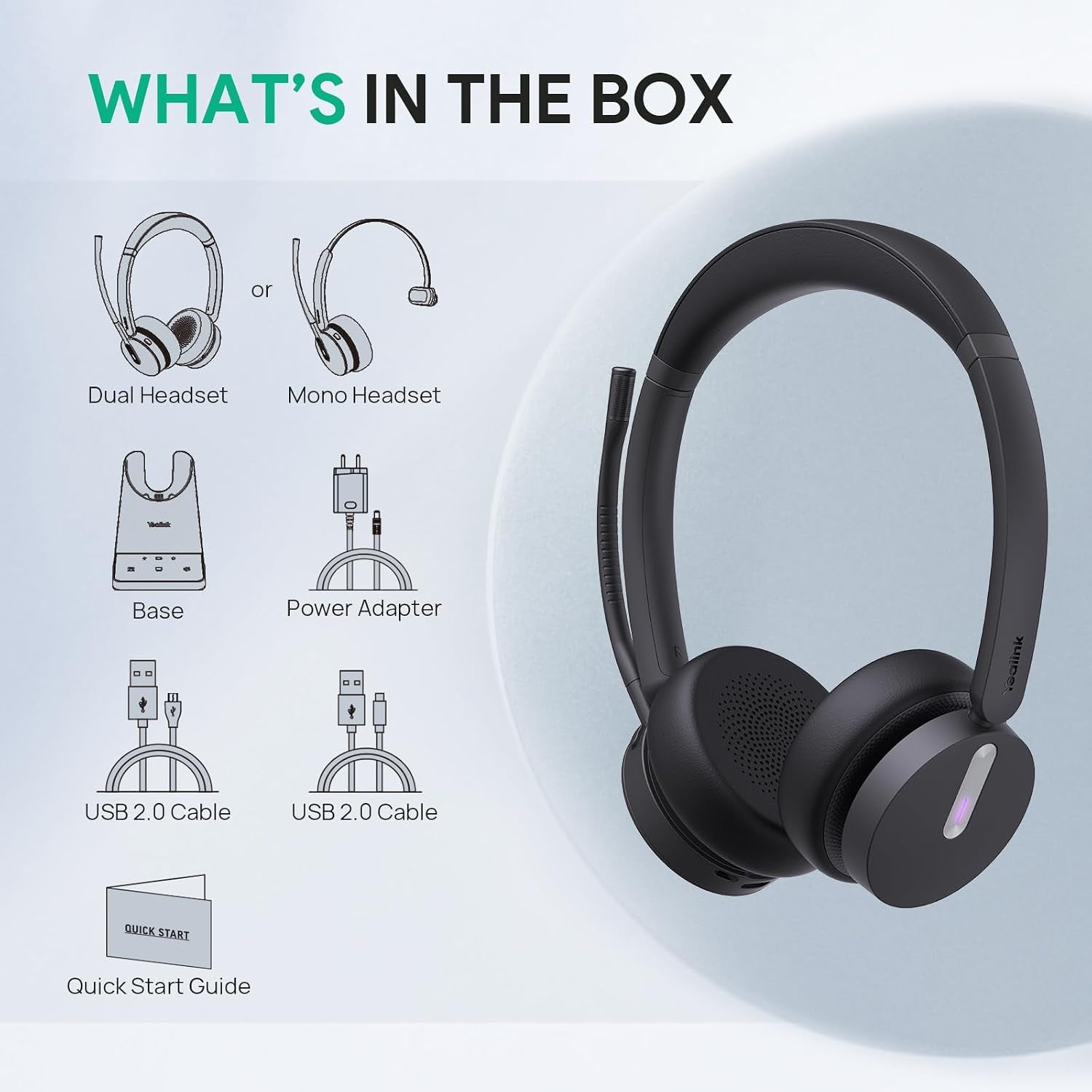 WH64 Casque Sans Fil DECT & Bluetooth, Casque Avec Microphone | Mono,Certifié Teams,185M Portée,3 Micros Antibruit,26H Conversation,Casque Pour Téléphone Ip,Pc,Laptop