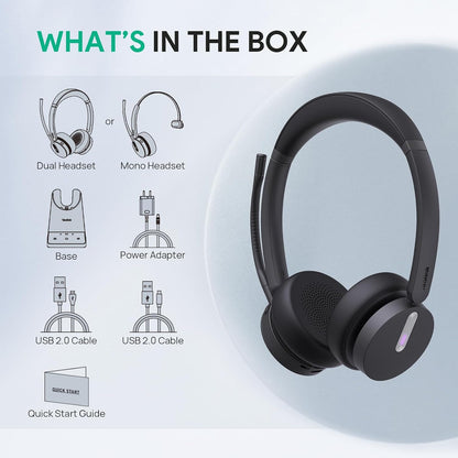 WH64 Casque Sans Fil DECT & Bluetooth, Casque Avec Microphone | Mono,Certifié Teams,185M Portée,3 Micros Antibruit,26H Conversation,Casque Pour Téléphone Ip,Pc,Laptop