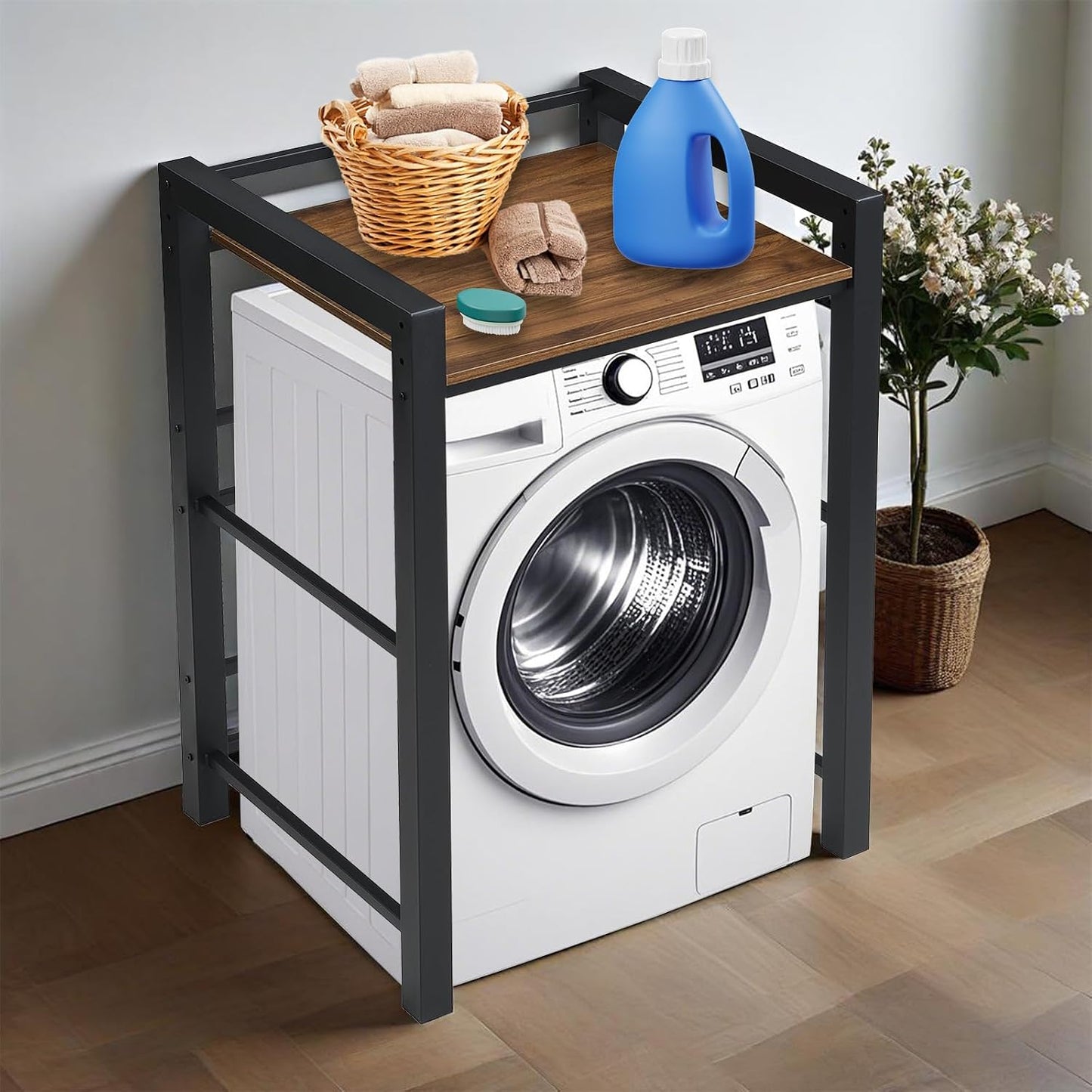 Meuble Machine À Laver Et Seche Linge, 3 Réglable En Hauteur, Kit D'Empilage Pour Lave-Linge Et Sèche-Linge À Chargement Frontal, Meuble Machine À Laver, Capacité Charge 300Kg (Nori)