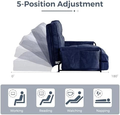 MAXYOYO Adjustable Floor Sofa Couch with Pillow, Multi-Functional Bean Bag Bed, 5-Position Foldable Lazy Sofa Sleeper Bed with Armrest, Versatile Floor Seating for Reading Gaming, Green, Single